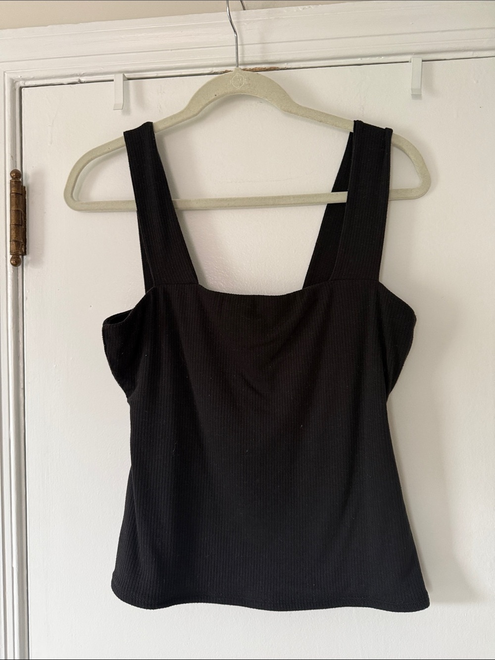 Evereve Black Ribbed Square-Neck Tank